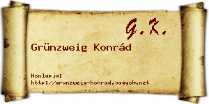 Grünzweig Konrád névjegykártya